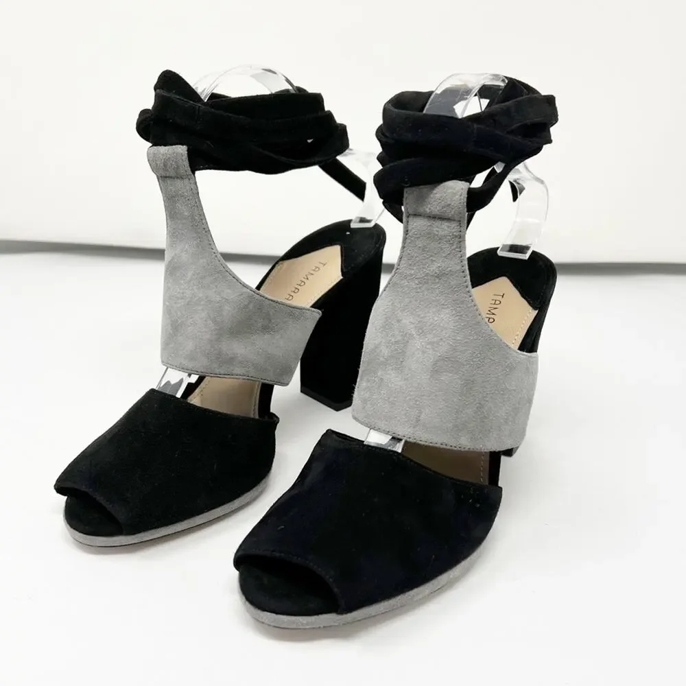 Tamara Mellon Tied Up Peep Toe Block Heels Size 38